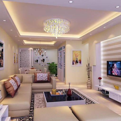 Sala com forro e sanca em gesso